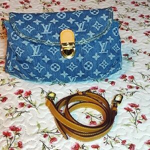 Monogram Denim Fashion Crossbody Bag NWOT Classic Look